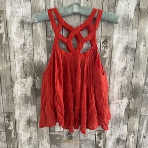 Free People orange flowy sleeveless top